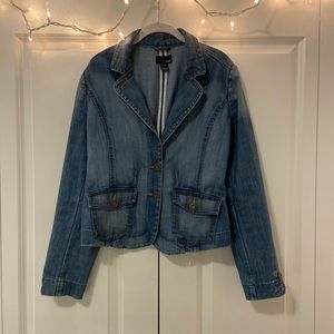 H&M Vintage Wash Denim Cropped Jean Jacket